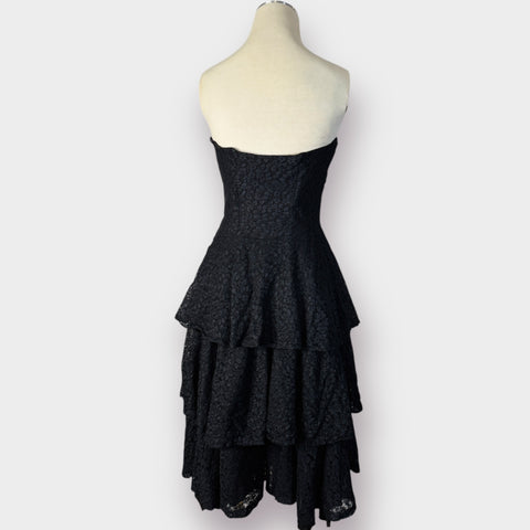1950s Black Lace Strapless Cocktail Dress size Size XS
