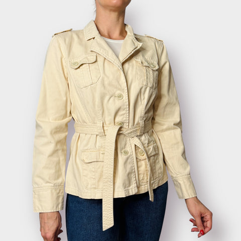 Y2K French Cuff Khaki Belted Jacket Size L