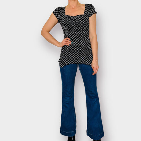 90s Dressbarn Black Silver Sparkle Top size M