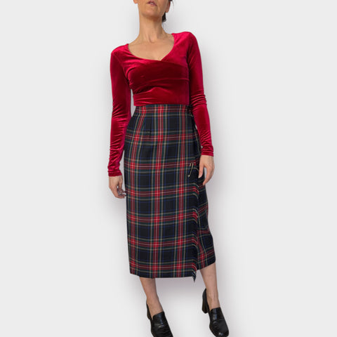 90s Rafaella Plaid Maxi Skirt Size M