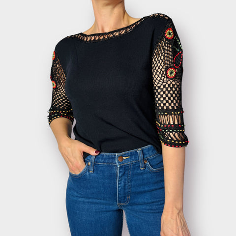90s Joseph A. Crochet sleeve with Beads Size M