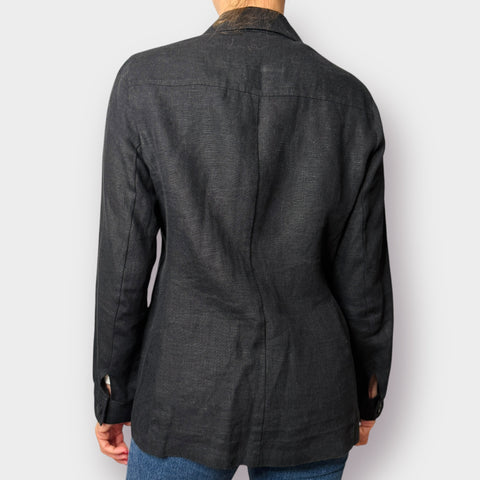 90s Harve Benard Linen Black Shaket Size L