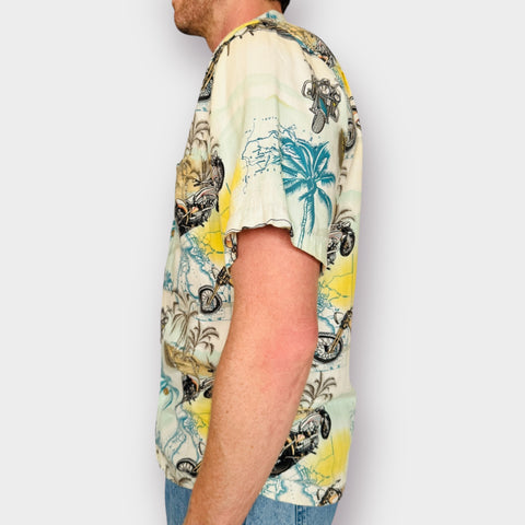 Y2K Newport Blue Motorcycle Top Size M