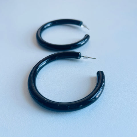 90s Black Hoop Earrings