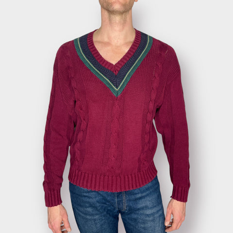90s Oakton Limited Burgundy v-neck Sweater