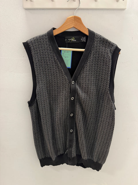 Y2K Bill Blass Black and Gray Button front Vest