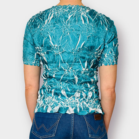 90s Teal White Stretch Top Size S-L