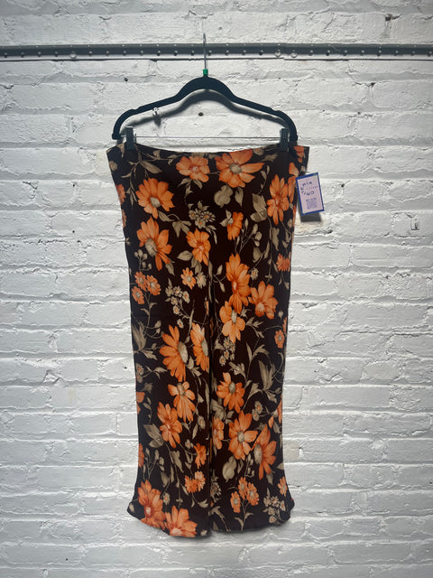 Y2K Jones New York Brown Orange Silk Skirt Size XL