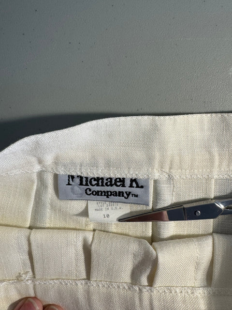 90s Michael K Cream Pleated Skirt Size S