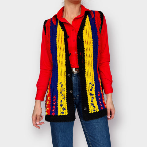 70s Multicolor Handmade Vest Size XL