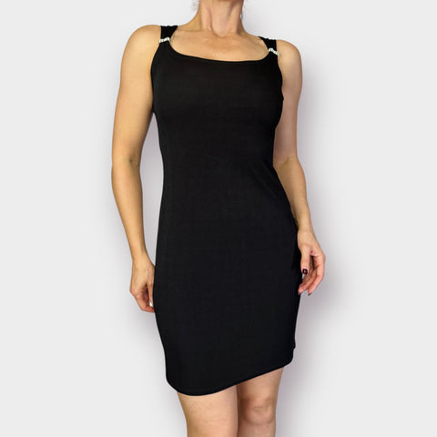 90s Onyx Nite Black Dress with Jewel Accents Size 6