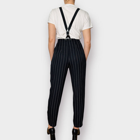 90s Joule Black Pinstripe Suspender Pants Size S/M