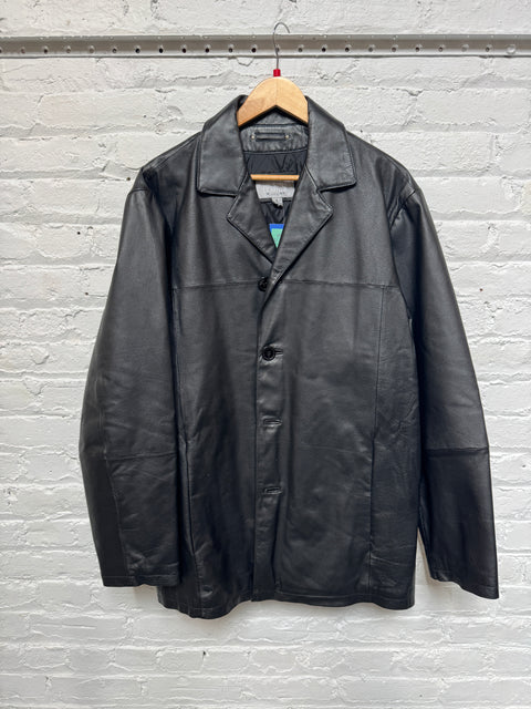 90s Wilsons Leather Button Front Jacket Size L