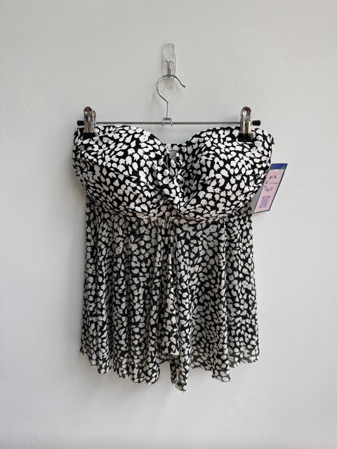 00s Black white strapless top
