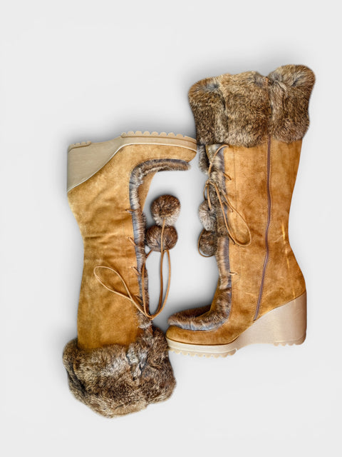 00s COACH Suede and Fur Boots Size 11
