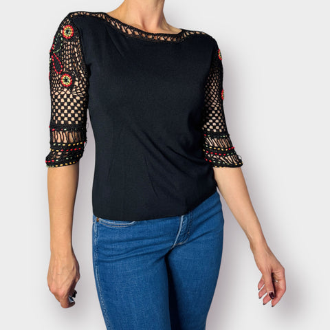 90s Joseph A. Crochet sleeve with Beads Size M