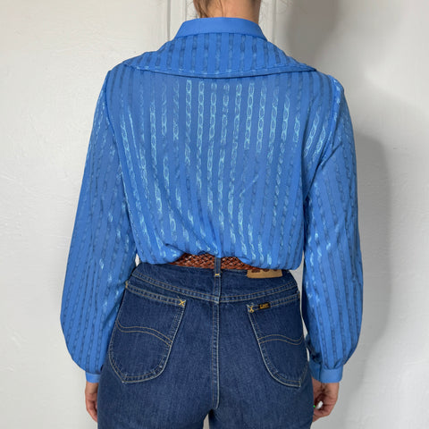 70s Montgomery Ward blue Blouse Size M/L