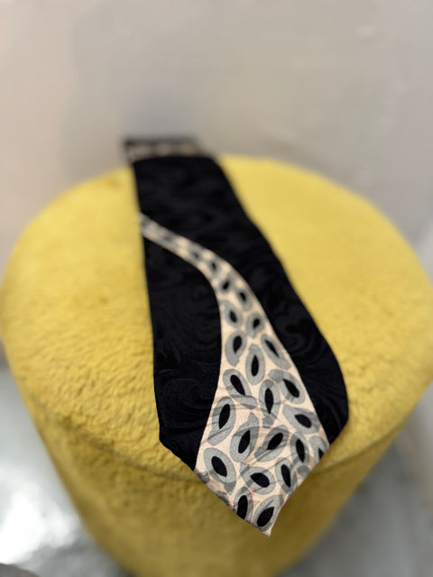 VTG Christian Dior Tie Black Tan Gray