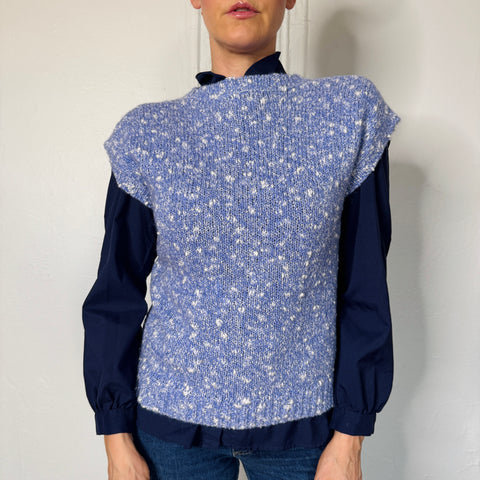 80s Pichet and Past Blue Capped Sleeve Sweater Vest Size S