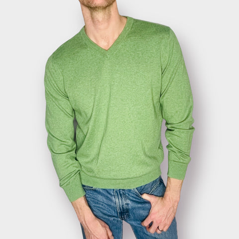 2000s L.L. Bean Green V-Neck Sweater