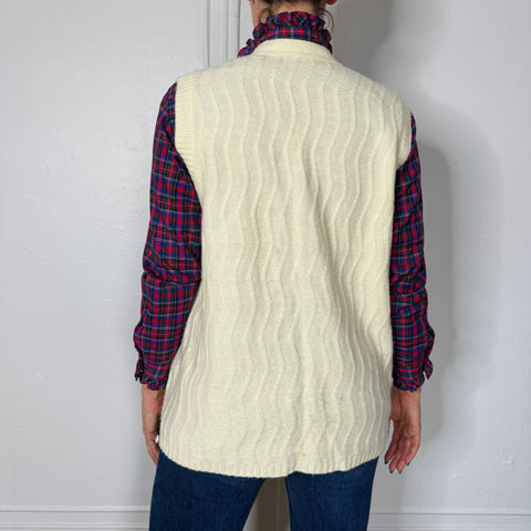 80s Cream Open Tunic Vest Size L