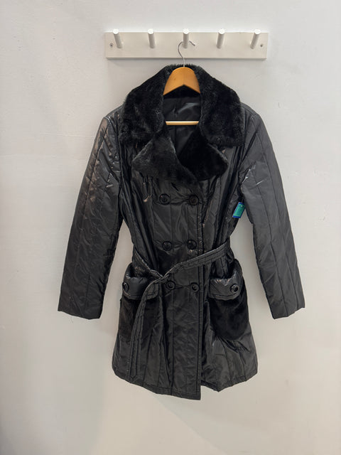70s Black Puffer Faux Fur Coat Size L
