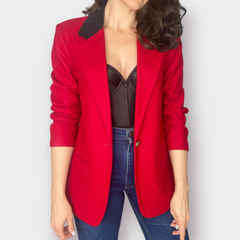 90s Sag Harbor Wool Blazer with Black Collar Size M