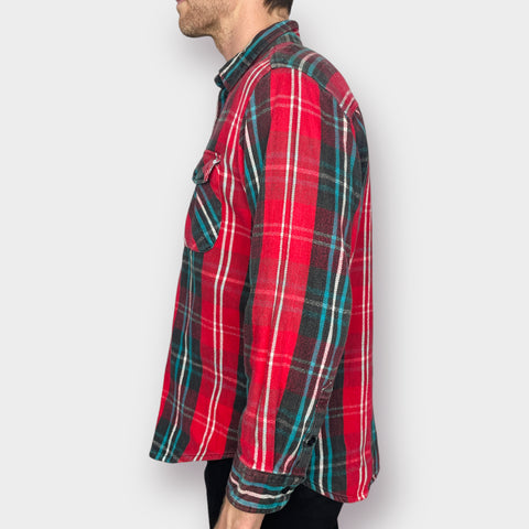 80s Thick Red Plaid Flannel Size M