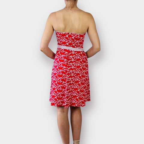 Y2K Faith Heart Passion Red White Strapless Dress Size 7