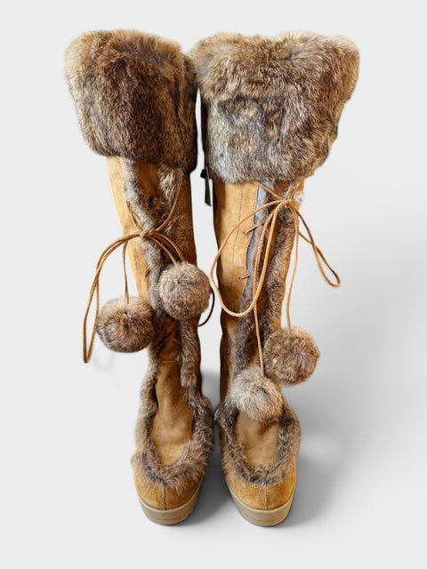 00s COACH Suede and Fur Boots Size 11