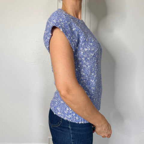 80s Pichet and Past Blue Capped Sleeve Sweater Vest Size S