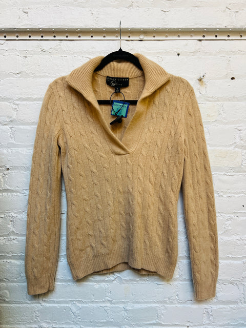 Ralph Lauren for Oprah Sand Cashmere Sweater Size M
