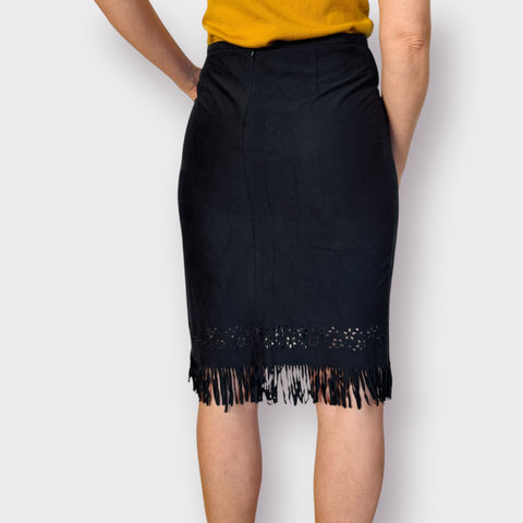 Y2K Bisou Bisou black fringe skirt Size M