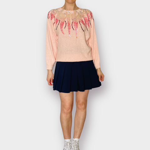 80s Pink Sequin Top Sweater
