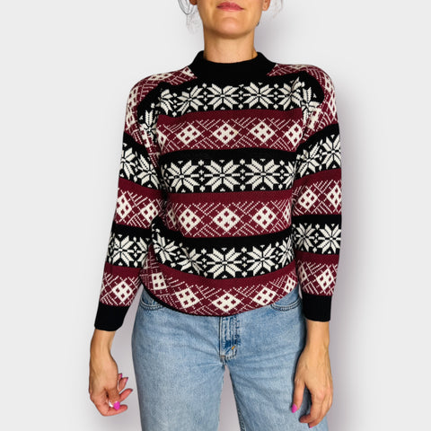 80s American Pride Snowflake Sweater Size S