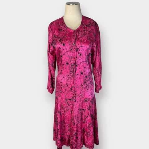 80s Mistero pink & black drop waist dress Size S