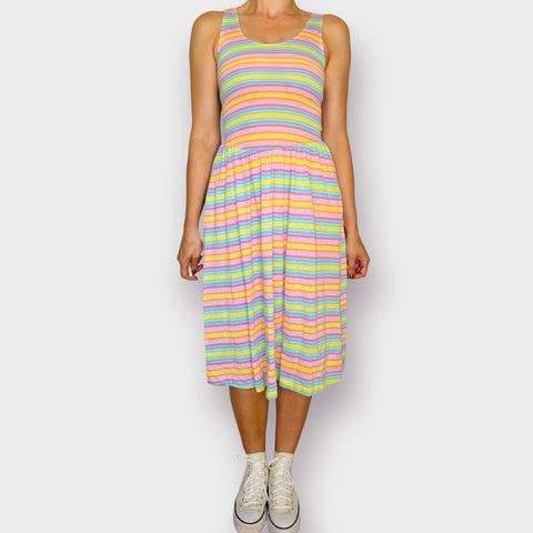 80s Times Up Pastel Rainbow Dress Size XS