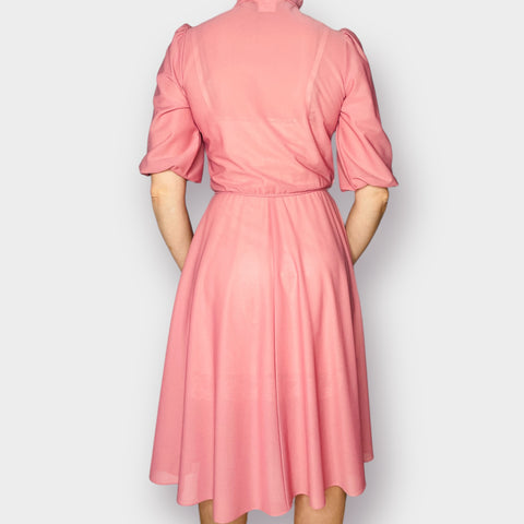 70s Pink Ruffle Collar Dress