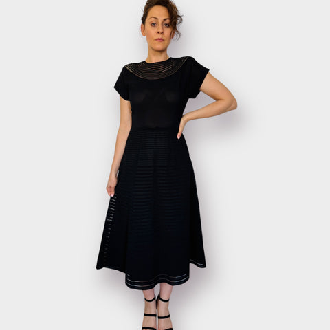 60s Montgomery Ward Black Cocktail Dress Size M