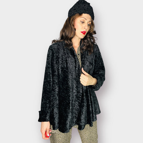 2000s Dressbarn Black Fuzzy Jacket Size L