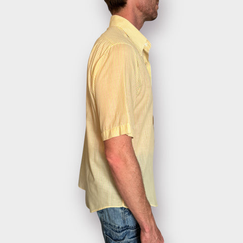 70s Croll & Keck Yellow Striped Button Front Size L