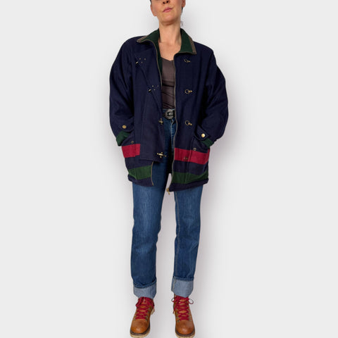 90s Maggie Lawrence Tri Color Wool Coat Size M