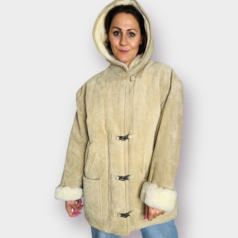 90s Charles Klein Suede and Faux Fur Tan Jacket Size M