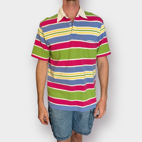 Y2K Lands End Multicolor Striped Polo Size L