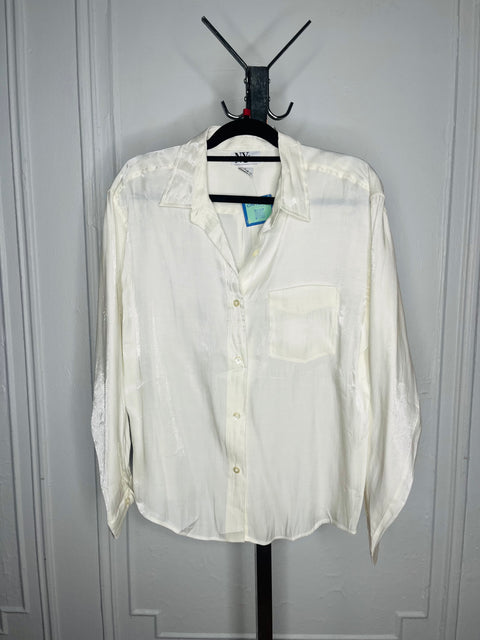 Y2K NY Jeans White Shimmer Button Up Size L