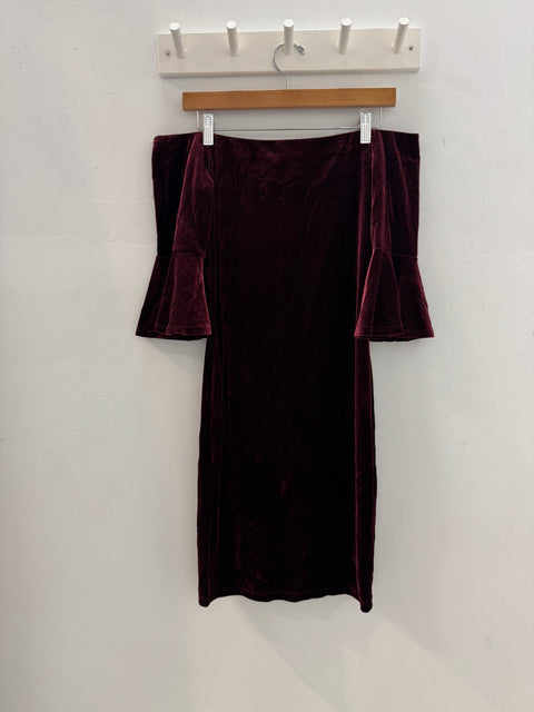 Y2K Nova Maroon Velvet Dress Size M