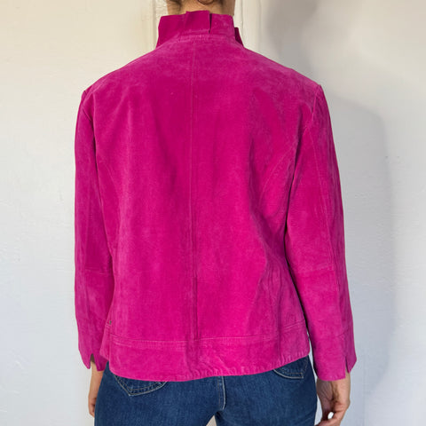 Y2K MetroStyle Pink Suede Jacket Size L