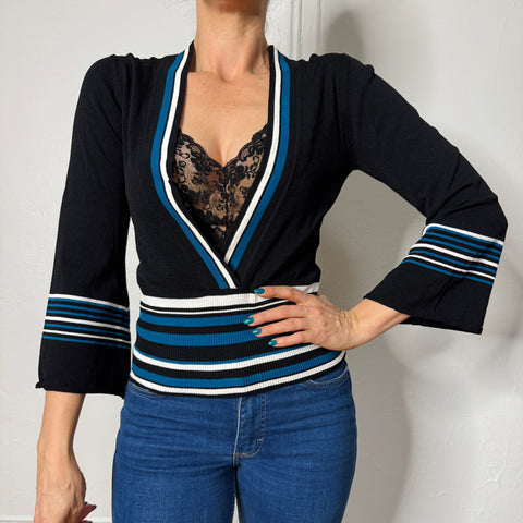 Y2K Maxine Black Teal Crop Size M