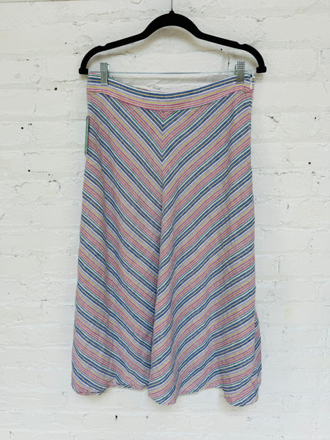 00s Talbots Linen Cotton Rainbow Skirt Size M