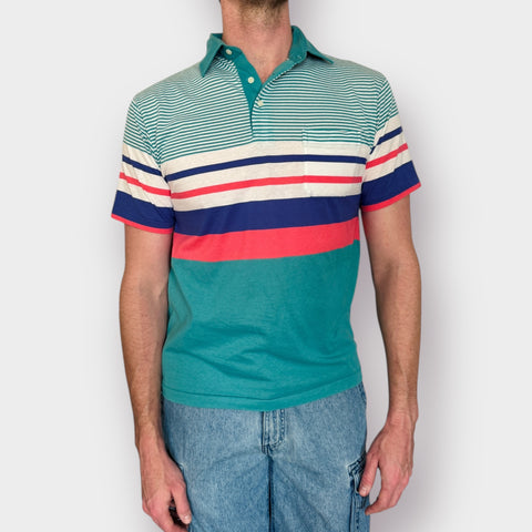 90s Knightsbridge Teal Blue Coral Polo Size M